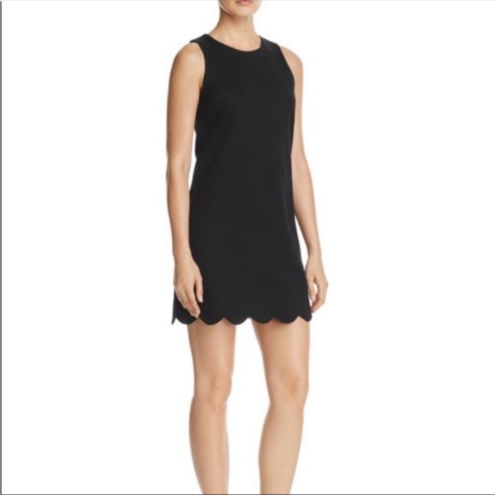 Aqua Black Scalloped Hem Sleeveless Dress Womens Size Small